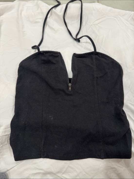 Urban Outfitters Tops - Black Zip-Front Halter Crop Top - UO Kimchi Blue